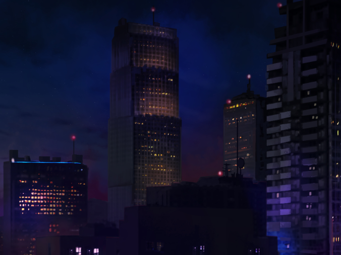 Night time skyscrapers