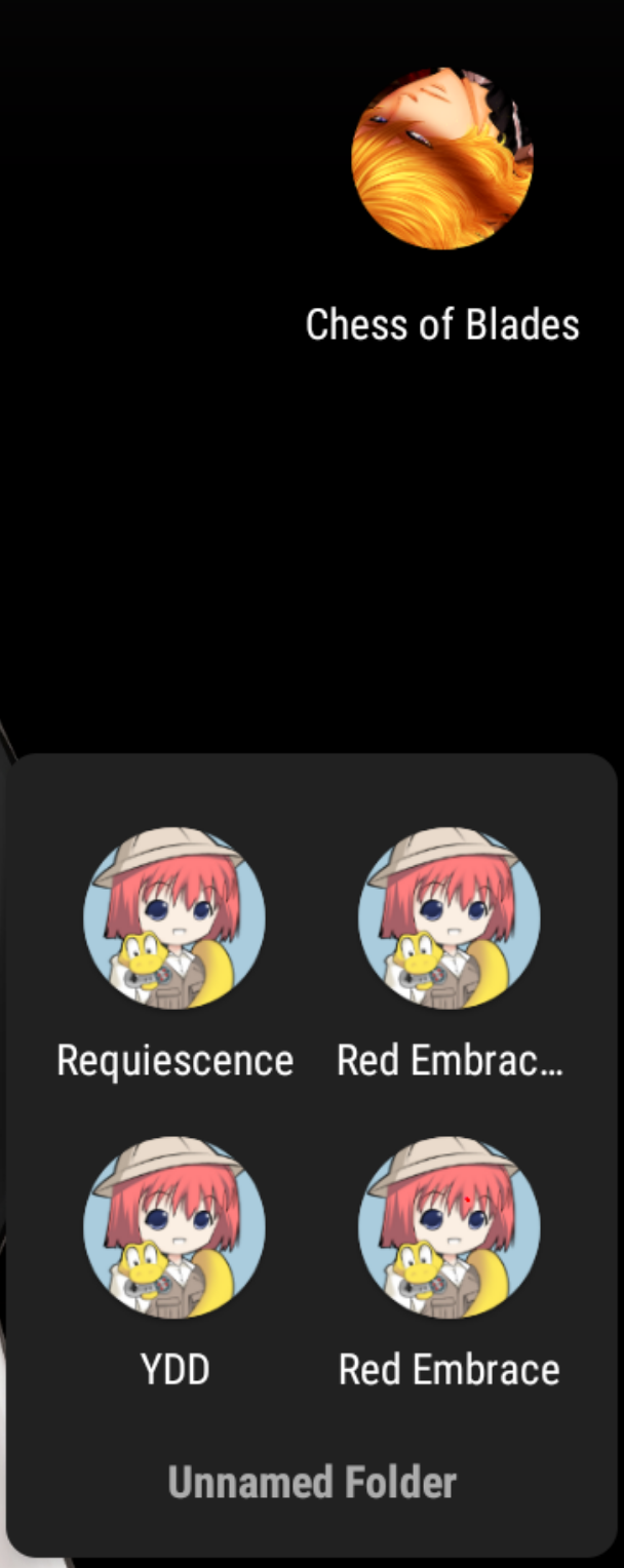 Comparison of default Ren'Py icons with the updated Chess of Blades icon on the home screen of an Android phone