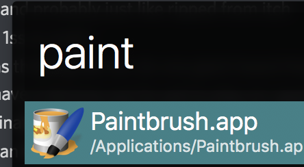 Alfred shortcut searching for a Paint application