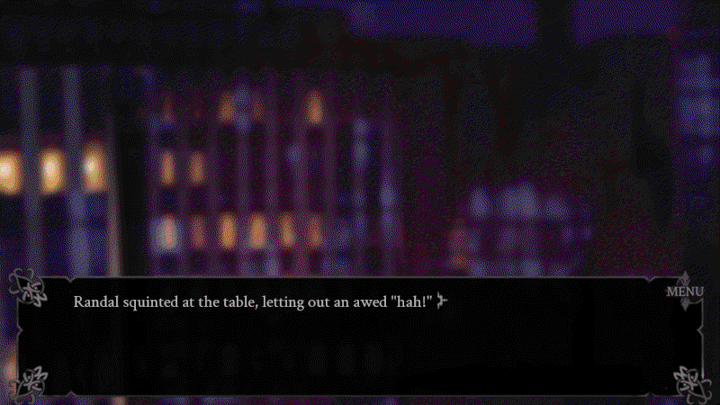 Night time overlooking the city. Randal squinted at the table, letting out an awed HAH!