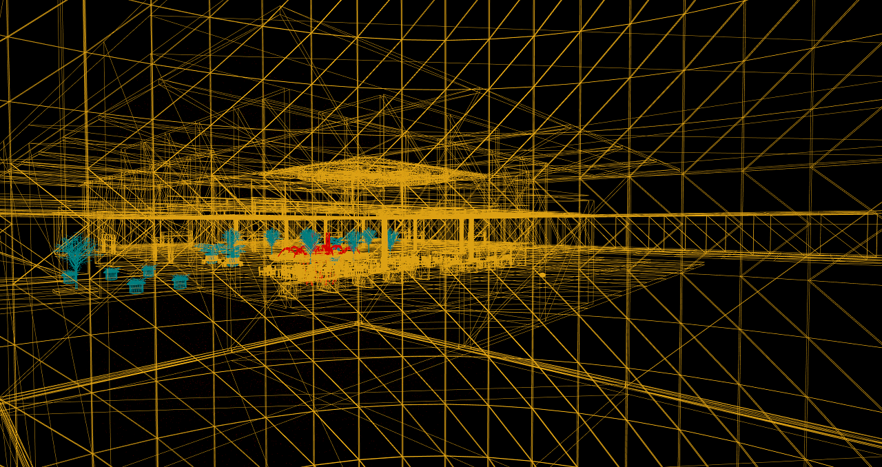 Screenshot of wireframe view in Unreal