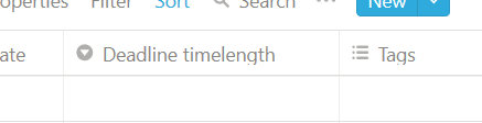 Deadline timelength column name