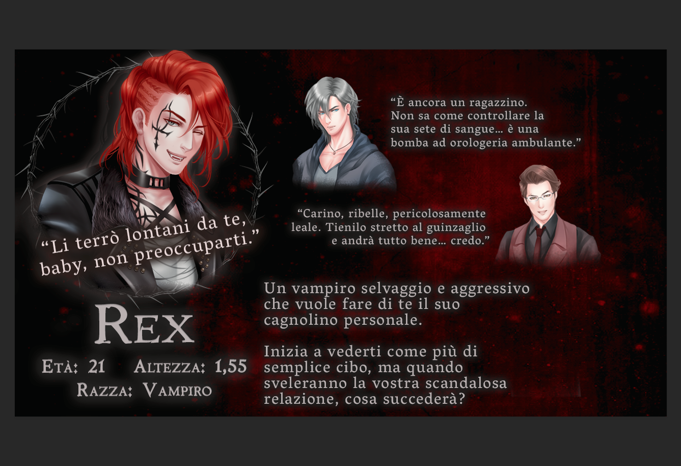 Rex information card in Italian