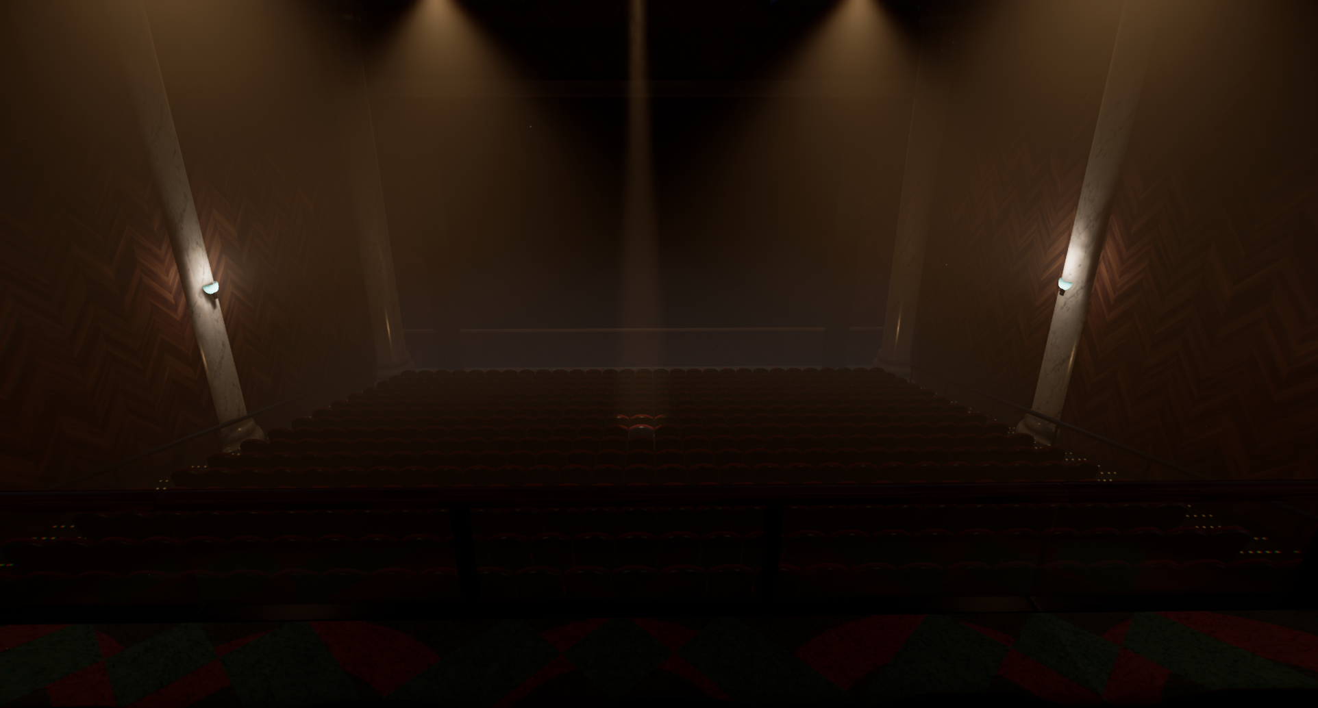 Movie theater with spotlight