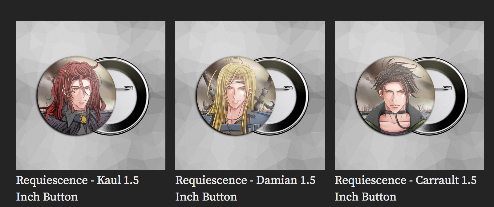 horizontal line of req buttons of kaul, carrault, and damian from the ag shop website