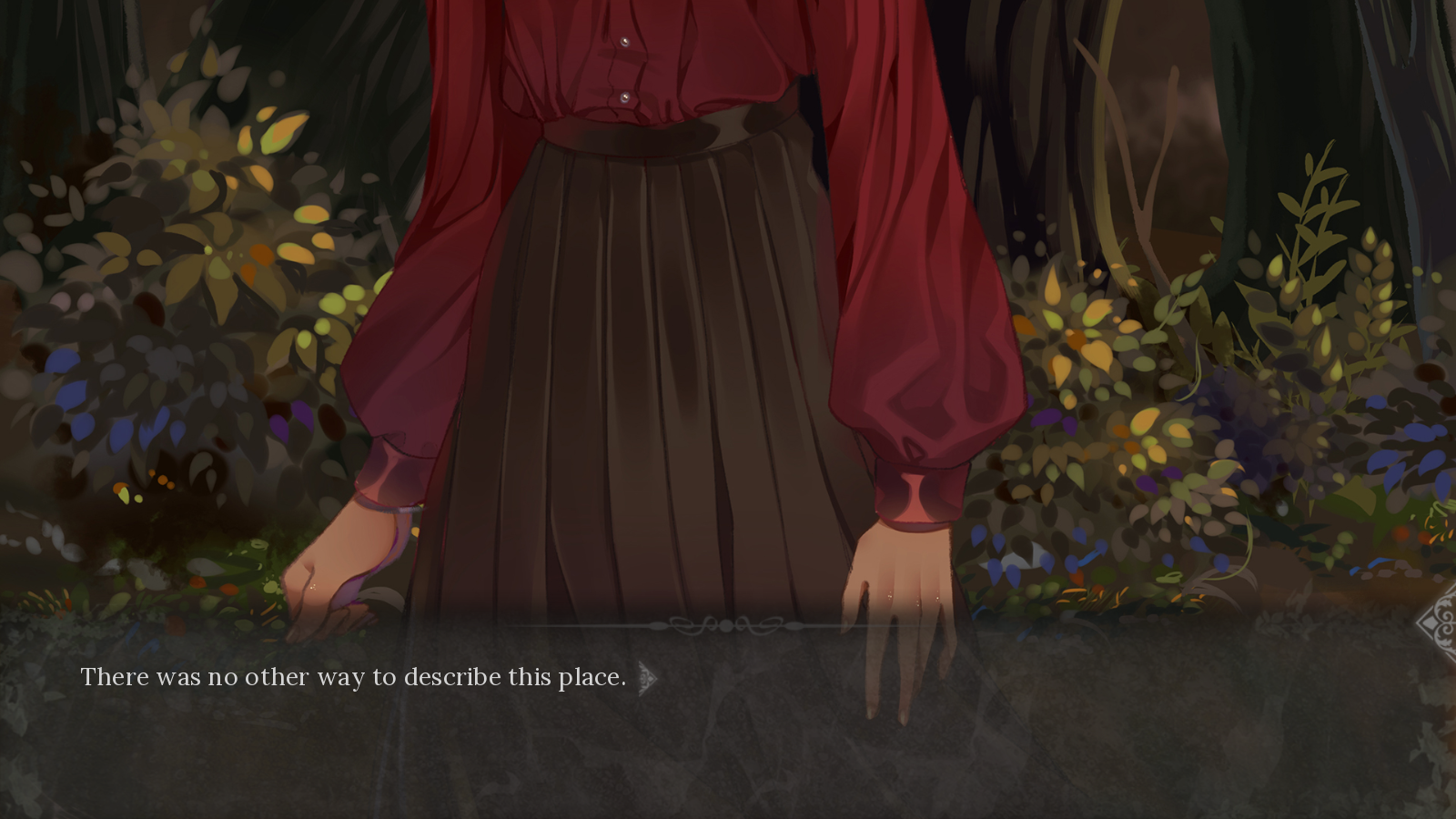 game ss of girl wandering through a forest