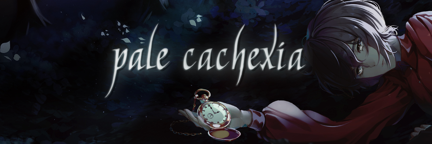 pale cachexia banner, girl lying on ground with watch in hand