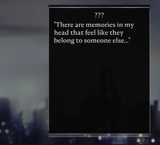 screenshot of text, caption: 'There are memories in my head that feel like they belong to someone else...'