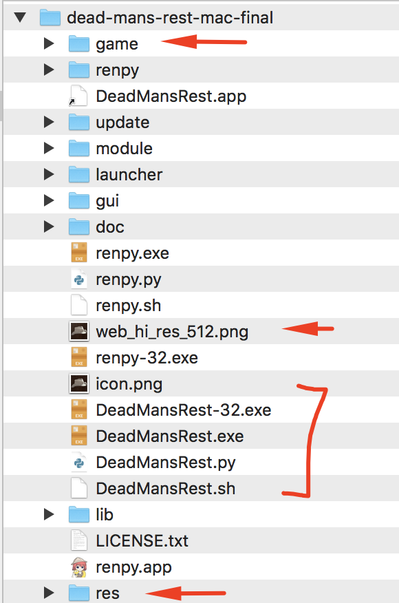 folder structure of the mac dead mans rest game