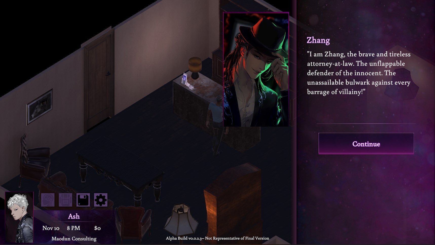 screenshot of Zhang in game