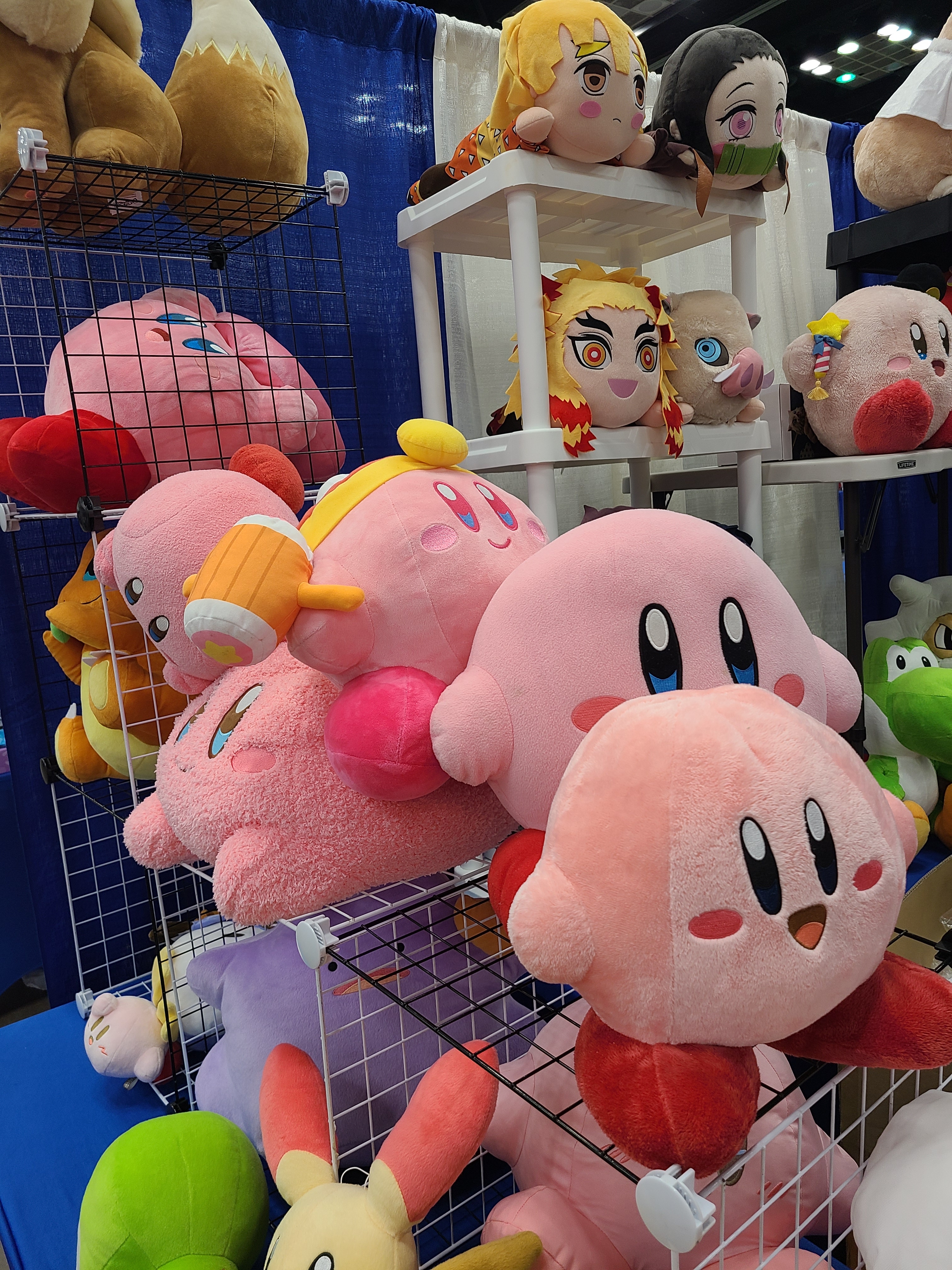 many different types of kirbies at the plush king's booth
